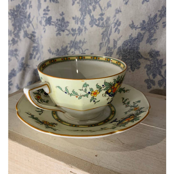 VTG Crown Ducal Ware Citrus Double Handled Cup and Saucer Set - Picture 2 of 6